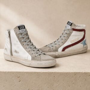 Golden Goose  designer leather Slide High-Top calf hair Sneakers authentic Sz 39